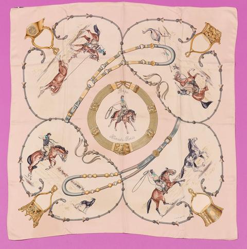Hermès Pampa scarf in beige by Jean De Fougerolle, 1988