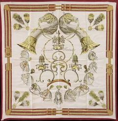A variation of the Hermès scarf `Panache et fantaisie ` first edited in 1959 by `Hugo Grygkar`