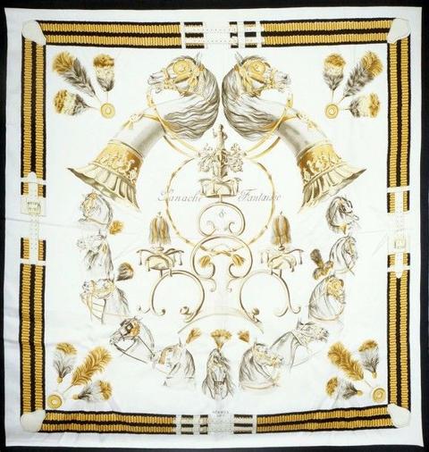 A variation of the Hermès scarf `Panache et fantaisie ` first edited in 1959 by `Hugo Grygkar`