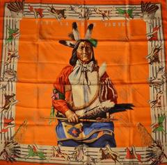 A variation of the Hermès scarf `Pani la shar pawnee ou l' indien ` first edited in 1984 by `Kermit Oliver`