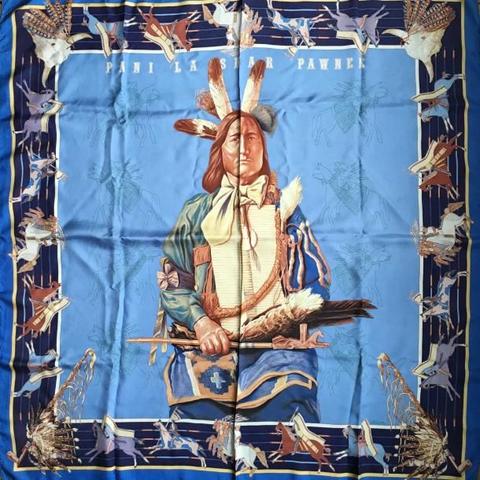 A variation of the Hermès scarf `Pani la shar pawnee ou l' indien ` first edited in 1984 by `Kermit Oliver`