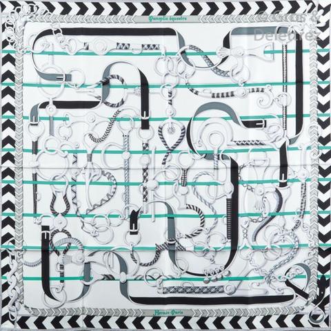 A variation of the Hermès scarf `Panoplie équestre` first edited in 2018 by `Virginie Jamin`