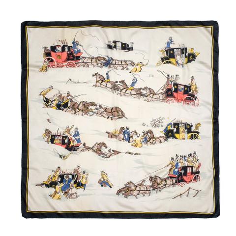 A variation of the Hermès scarf `Par temps de neige ou neige ` first edited in 1957 by `Hugo Grygkar`