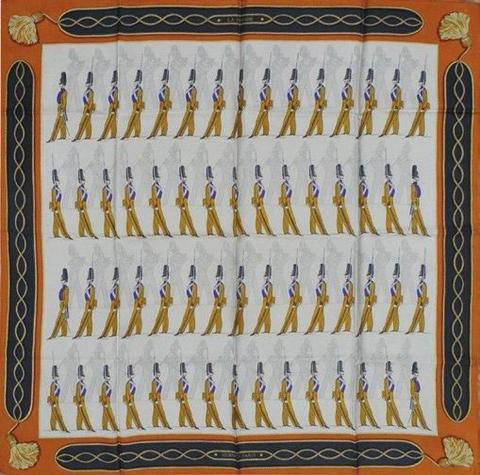 A variation of the Hermès scarf `La parade ` first edited in 1966 by `Marie-Françoise Héron`