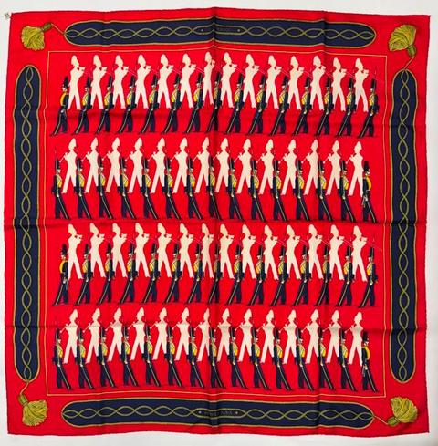 A variation of the Hermès scarf `La parade` first edited in 1966 by `Marie-Françoise Héron`