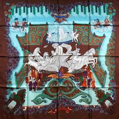 A variation of the Hermès scarf `Le paradis du roy ` first edited in 1989 by `Annie Faivre`