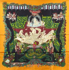 A variation of the Hermès scarf `Le paradis du roy ` first edited in 1989 by `Annie Faivre`