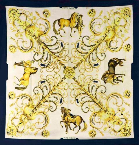 A variation of the Hermès scarf `Parc royal ` first edited in 1974 by `Marie-Françoise Héron`