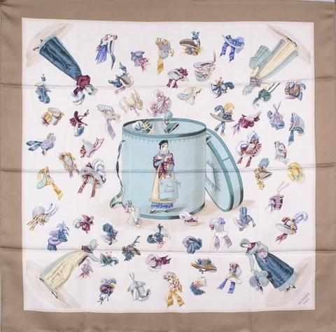A variation of the Hermès scarf `Paris modiste ` first edited in 1959 by `Hugo Grygkar`
