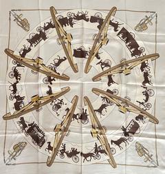 A variation of the Hermès scarf `Paris qui roule ` first edited in 1951 by `Hugo Grygkar`