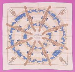 Hermès Paris Qui Roule scarf in beige by Hugo Grygkar, 1951