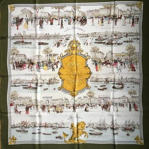A variation of the Hermès scarf `Paris-London ` first edited in 1966 by `Philippe Ledoux`