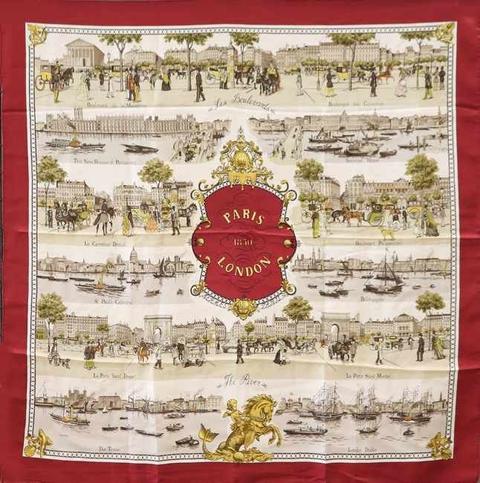 A variation of the Hermès scarf `Paris-London ` first edited in 1966 by `Philippe Ledoux`