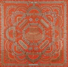 A variation of the Hermès scarf `Parures des maharajas` first edited in 2012 by `Catherine Baschet`