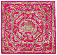 A variation of the Hermès scarf `Parures des maharajas` first edited in 2012 by `Catherine Baschet`