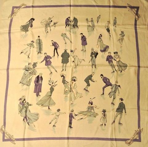 A variation of the Hermès scarf `Patineurs` first edited in 1950 by `Hugo Grygkar`