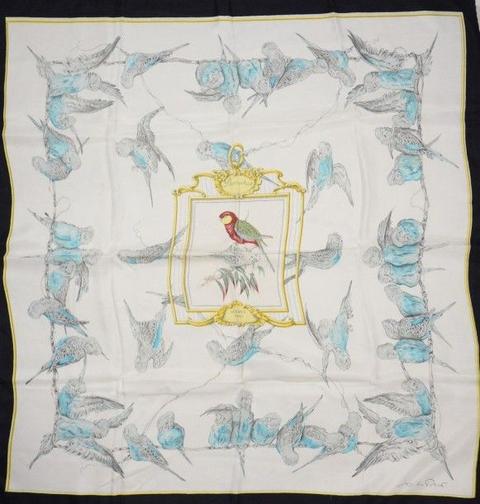 A variation of the Hermès scarf `Les perruches ` first edited in 1958 by `Xavier de Poret`
