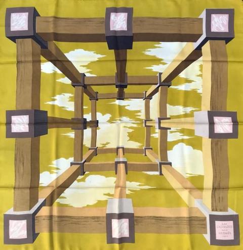 A variation of the Hermès scarf `Perspective ` first edited in 1951 by `Anne Marie Cassandre`