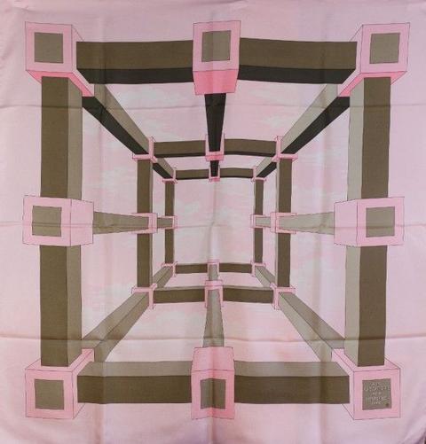 A variation of the Hermès scarf `Perspective ` first edited in 1951 by `Anne Marie Cassandre`