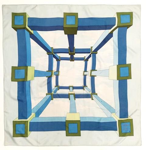 A variation of the Hermès scarf `Perspective` first edited in 1951 by `Anne Marie Cassandre`