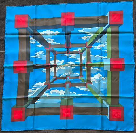 A variation of the Hermès scarf `Perspective` first edited in 1951 by `Anne Marie Cassandre`