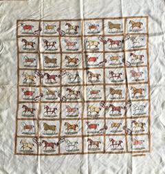 A variation of the Hermès scarf `Petits chevaux ` first edited in 1974 by `Jacques Eudel`