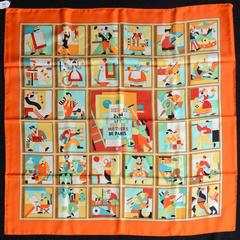 A variation of the Hermès scarf `Les petits métiers de paris ` first edited in 2006 by `Karen Petrossian`