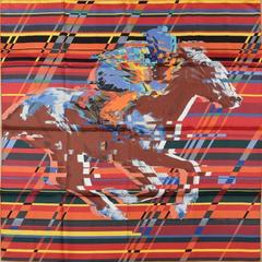 A variation of the Hermès scarf `Photo finish ` first edited in 2013 by `Dimitri Rybaltchenko`