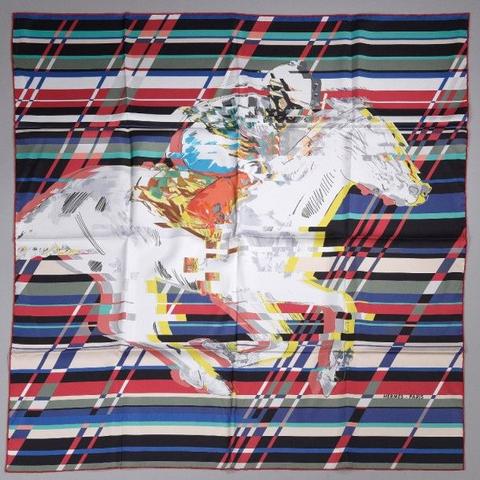 A variation of the Hermès scarf `Photo finish ` first edited in 2013 by `Dimitri Rybaltchenko`