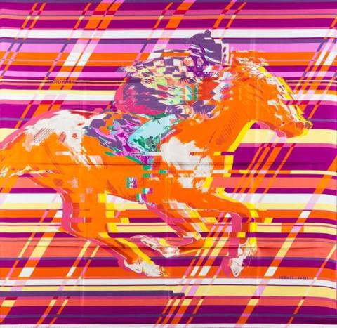 A variation of the Hermès scarf `Photo finish ` first edited in 2013 by `Dimitri Rybaltchenko`