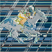 A variation of the Hermès scarf `Photo finish` first edited in 2013 by `Dimitri Rybaltchenko`