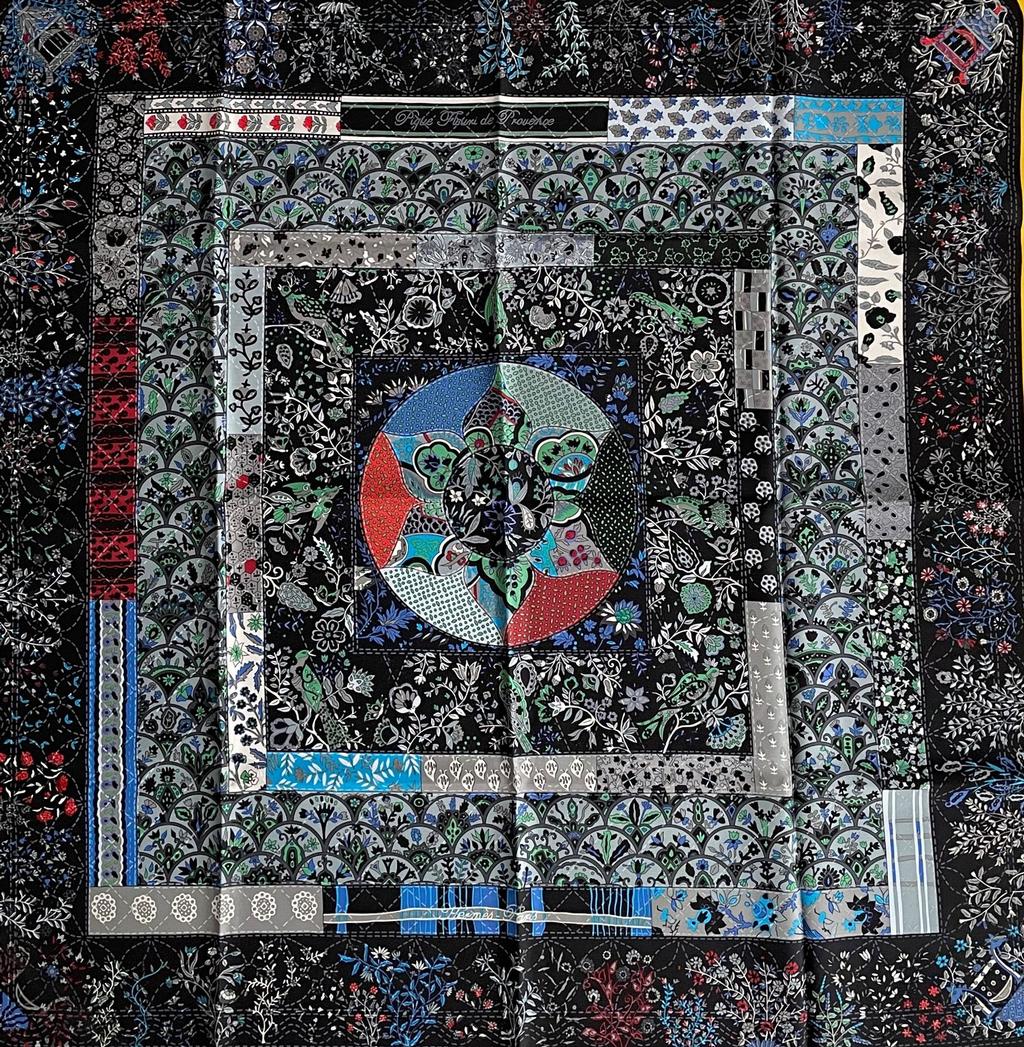 Piqué fleuri de provence black - Hermès Scarf Details | Scarf Sage