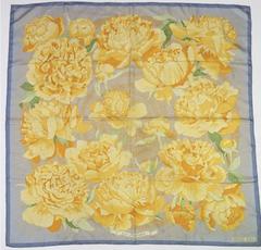 Hermès Les Pivoines scarf in yellow by Christiane Vauzelles, 1977