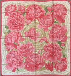 A variation of the Hermès scarf `Les pivoines (modifié)` first edited in 2006 by `Christiane Vauzelles`