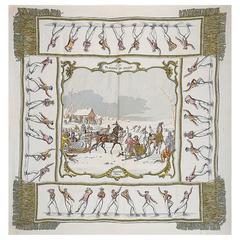 A variation of the Hermès scarf `Les plaisirs du froid ` first edited in 1955 by `Hugo Grygkar`