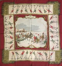 A variation of the Hermès scarf `Les plaisirs du froid ` first edited in 1955 by `Hugo Grygkar`