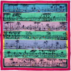 A variation of the Hermès scarf `À l'ombre des boulevards` first edited in 2015 by `Virginie Jamin`
