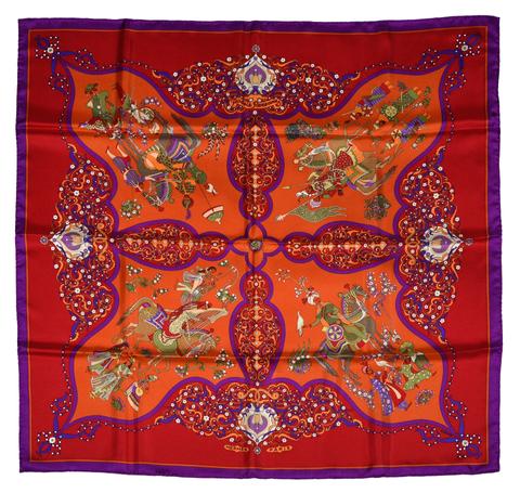 A variation of the Hermès scarf `Poésie persane ` first edited in 1970 by `Julie Abadie`