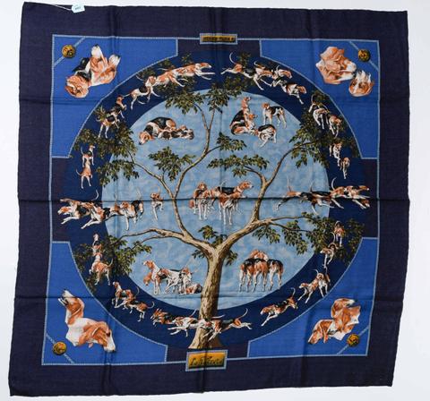 A variation of the Hermès scarf `le poitevin` first edited in 1983 by `Hubert de Watrigant`