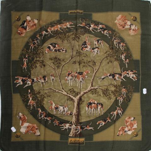 A variation of the Hermès scarf `le poitevin` first edited in 1983 by `Hubert de Watrigant`