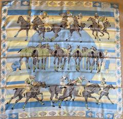 A variation of the Hermès scarf `Les poneys de polo ` first edited in 2010 by `Hubert de Watrigant`