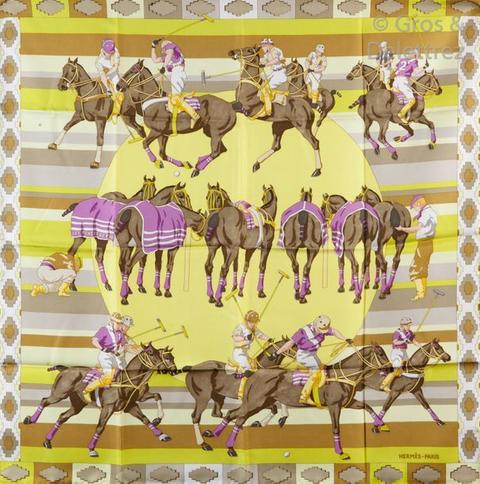 A variation of the Hermès scarf `Les poneys de polo ` first edited in 2010 by `Hubert de Watrigant`