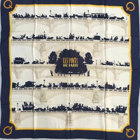 A variation of the Hermès scarf `Les ponts de paris ` first edited in 1952 by `Hugo Grygkar`