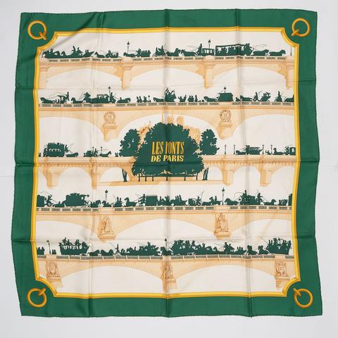 A variation of the Hermès scarf `Les ponts de paris` first edited in 1952 by `Hugo Grygkar`