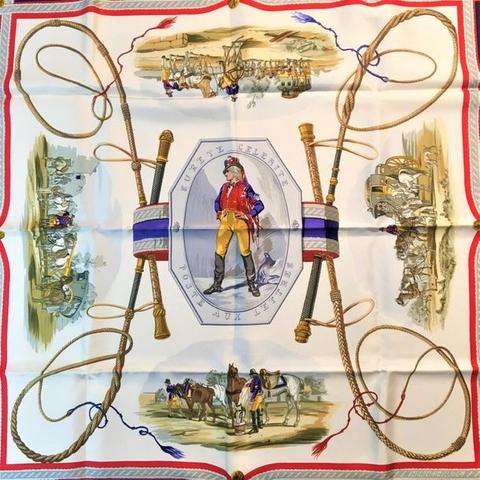A variation of the Hermès scarf `Poste aux lettres` first edited in 1957 by `Hugo Grygkar`