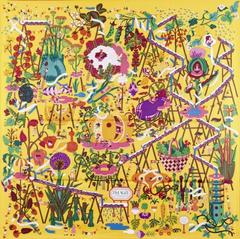 A variation of the Hermès scarf `Le potager extraordinaire ` first edited in 2014 by `Pierre Marie`