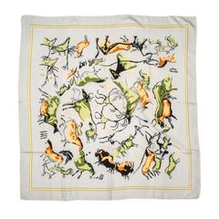 A variation of the Hermès scarf `Préhistoire : lascaux` first edited in 1951 by `Hugo Grygkar`