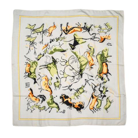 A variation of the Hermès scarf `Préhistoire : lascaux` first edited in 1951 by `Hugo Grygkar`