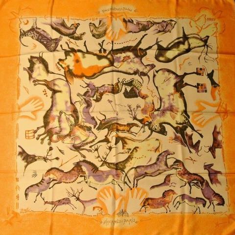 A variation of the Hermès scarf `Premières mains ` first edited in 2002 by `Zoè Pauwels`