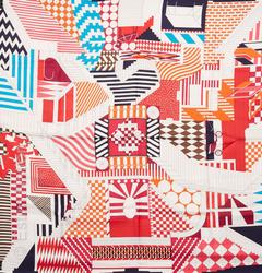 A variation of the Hermès scarf `Promenade au faubourg` first edited in 2013 by `Nigel Peake`